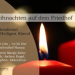 Plakat mit Kerzenmotiv zu Weihnachten auf dem Friedhof