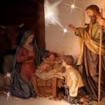 Maria, Josef und das Jesuskind in der Krippe