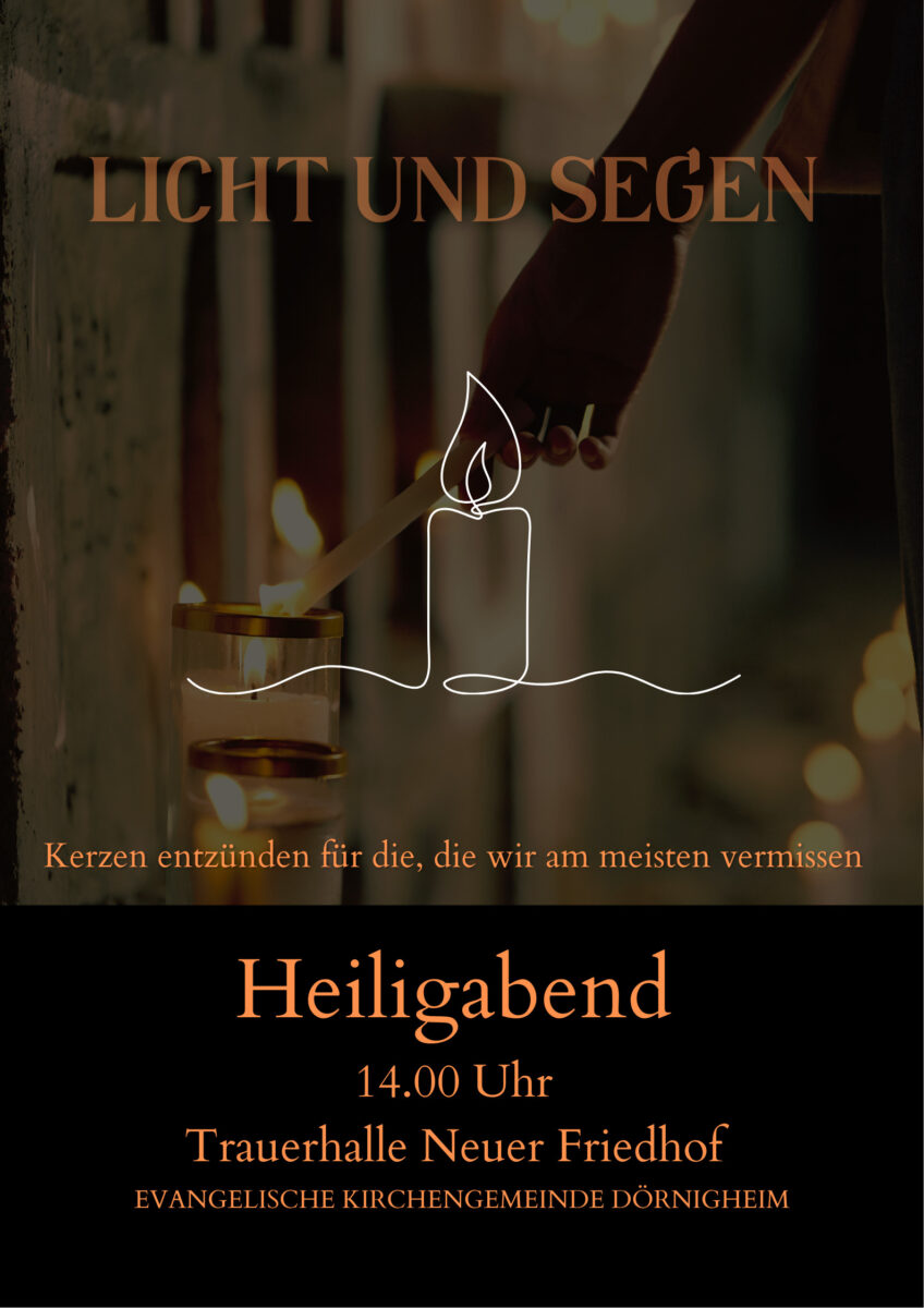 Plakat zum Gottesdienst für Trauernde an Heilig Abend auf dem Neuen Friedhof Dörnigheim